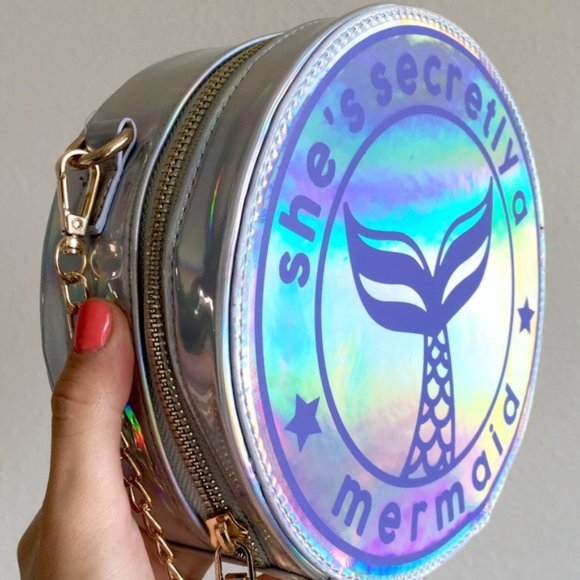 Mermaid Holo Iridescent Harajuku Round Handbag - Picture 5 of 8